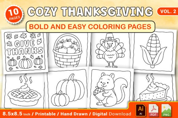 Download Thanksgiving Bold &amp; Easy Coloring Pages - Premium Resources
