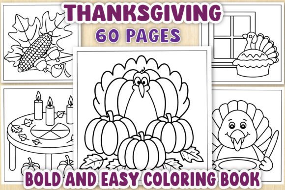 Download Thanksgiving Bold and Easy Coloring Page - Premium Bundle