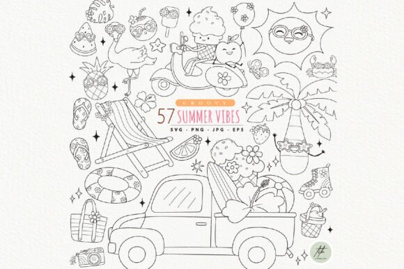 Download Groovy Summer Outline SVG - Premium Resources